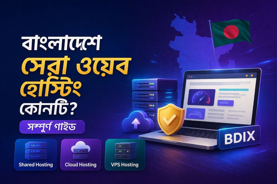 বাংলাদেশে সেরা ওয়েব হোস্টিং গাইড যেখানে shared hosting cloud hosting এবং VPS hosting দেখানো হয়েছে